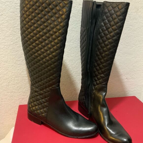 $295 Vaneli "radio Riding" Black Flat Quilted Leather Boot 9 S - Picture 10 of 12